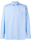 Comme Des Garçons Shirt Curved Hem Pocket Shirt In Blue