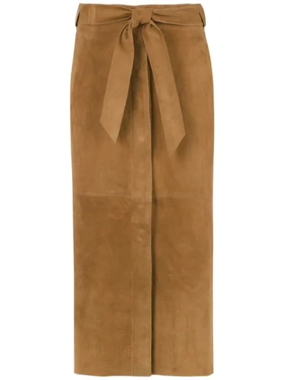 Egrey Leather Midi Skirt In Brown