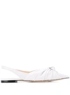 Jimmy Choo Annabell Leather Slingback Flats In White