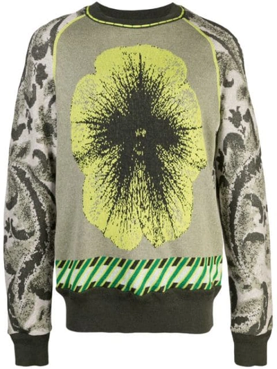 Bernhard Willhelm Floral Embroidered Sweater In Green