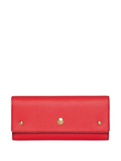 Burberry Grainy Leather Continental Wallet In Red