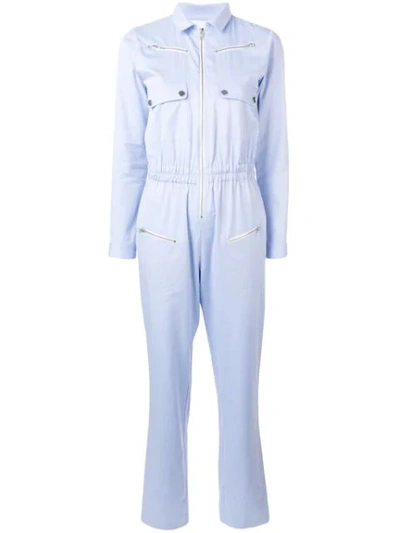 Carolina Ritzler 工装拉链连身长裤 - 蓝色 In Blue