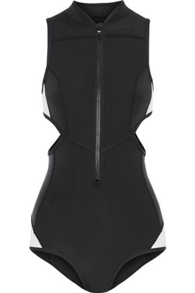 Duskii Kailua Cutout Two-tone Neoprene Swimsuit In Black