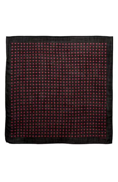 Saint Laurent Wool Star-print Bandana Scarf In Black/ Pink