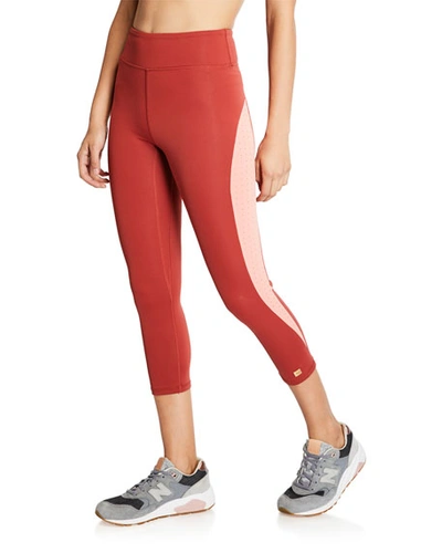 Aurum Rejoyce Cropped Performance Leggings In Coral