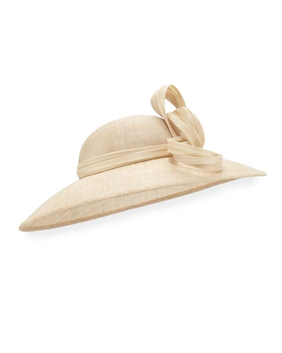 Rachel Trevor Morgan Natural Straw Mesh Sun Hat W/ Jinsin Twist Trim In Neutral