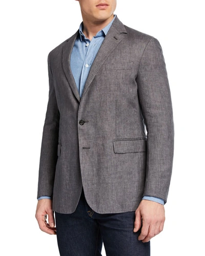 Ralph Lauren Men's Hadley Two-button Linen Jacket In Gray