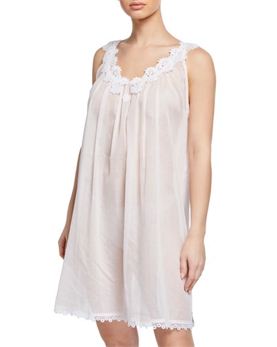 Celestine Azisa Sleeveless Babydoll Nightgown With Floral-lace Trim In Pink