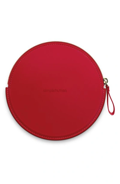 Simplehuman Sensor Mirror Compact Zip Case, Hand-stitched Vegan Leather In Red