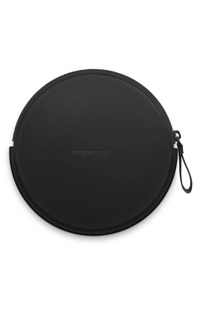 Simplehuman Sensor Mirror Compact Zip Case, Hand-stitched Vegan Leather In Black