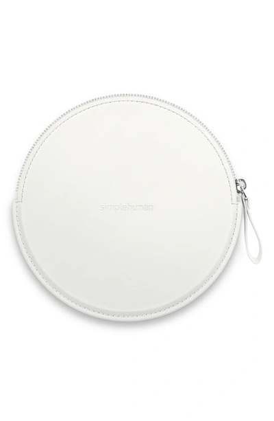 Simplehuman Sensor Mirror Compact Zip Case, Hand-stitched Vegan Leather In White