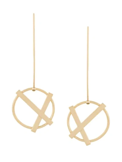 Eshvi Cross Circle Earrings In Metallic