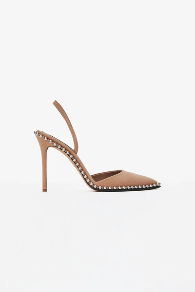 Alexander Wang Rina Studded Slingback Suede Pumps In Clay