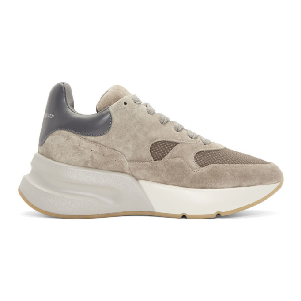 alexander mcqueen beige suede oversized sneakers