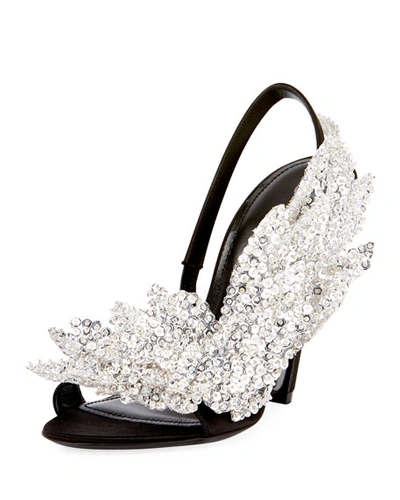 Balenciaga Talon-heel Satin Embellished Sandal In Noir
