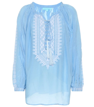 Melissa Odabash Simona Embroidered Top In Blue