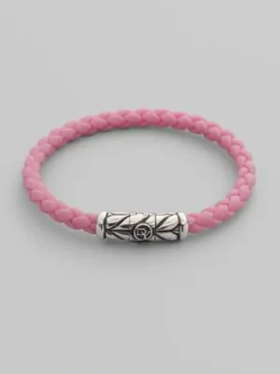 David Yurman Sterling Silver & Braided Rubber Breast Cancer Bracelet In Pink