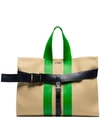 Sunnei Green And Sand Contrasting Buckle Strap Messenger Bag In Neutrals