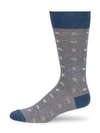 Saks Fifth Avenue Men's Collection Mid-calf Paisley Socks In Denim