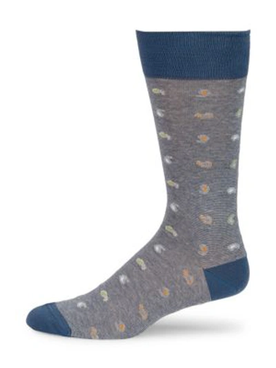 Saks Fifth Avenue Men's Collection Mid-calf Paisley Socks In Denim