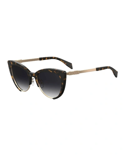 Moschino Mirrored Cat-eye Sunglasses In Brown/dark Gray