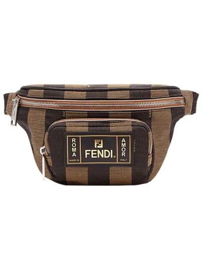 Fendi Striped Crossbody Bag In Brown