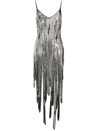 Amen Sequin Asymmetric Dress In Silver
