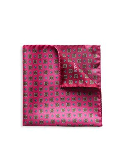 Eton Quadrent Silk Pocket Square In Pink
