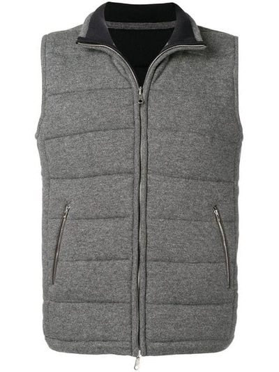N•peal Quilted Zipped Gilet In Grey
