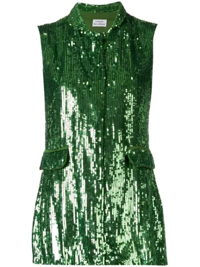 P.a.r.o.s.h Embellished Draped Waistcoat In Green