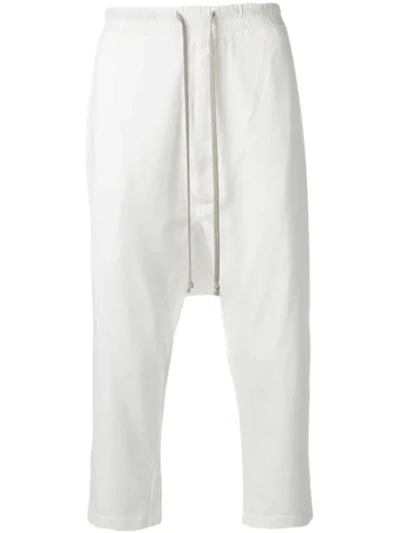 Rick Owens Drkshdw Drawstring Drop Crotch Trousers In White