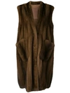 Liska Oversized Sleeveless Coat In Brown