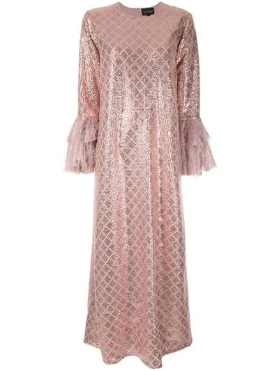 Dima Ayad Sequin Embroidered Flared Dress In Pink