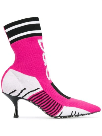 Dolce & Gabbana Lori Sock Ankle Boots In Pink