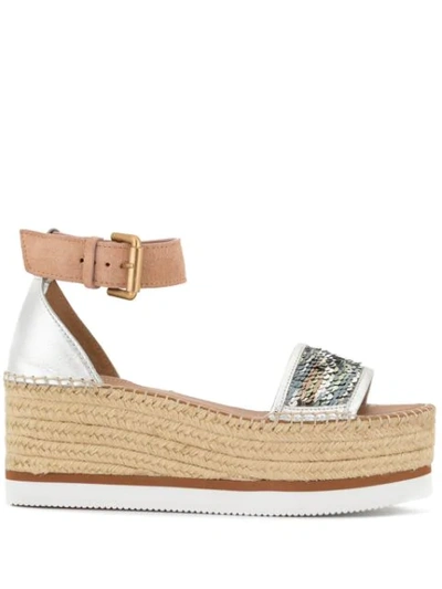 See By Chloé Glyn Platform Espadrille Sandals In Silver