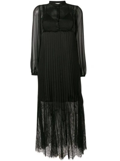 Mcq By Alexander Mcqueen Lace Panel Pleated Dress In Black