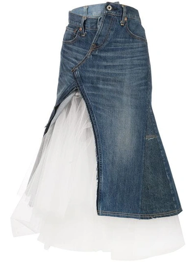 Junya watanabe store denim tulle skirt