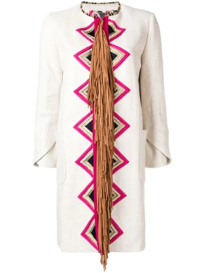 Bazar Deluxe Geometric Embroidered Jacket In Neutrals