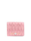 Miu Miu Matelassé Leather Wallet In Pink