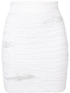 Balmain Distressed Knit Skirt In White