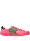 Gucci Ace Sneaker With Panther In Pink