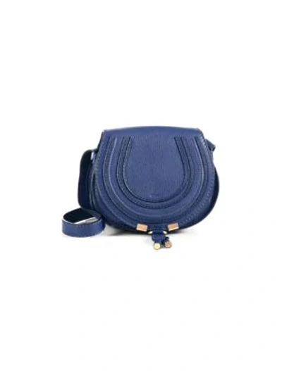 Chloé Small Marcie Leather Saddle Bag In Navy Ink