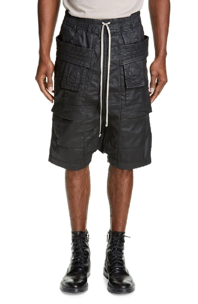 Rick Owens Drkshdw Creatch Denim Cargo Shorts In Black Wax | ModeSens