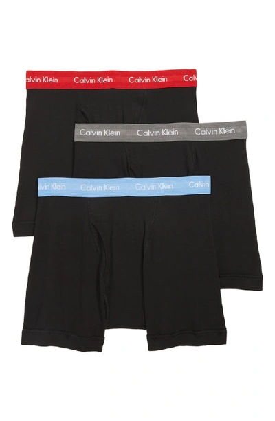Calvin Klein 3-pack Boxer Briefs In Black/ Grey Sky