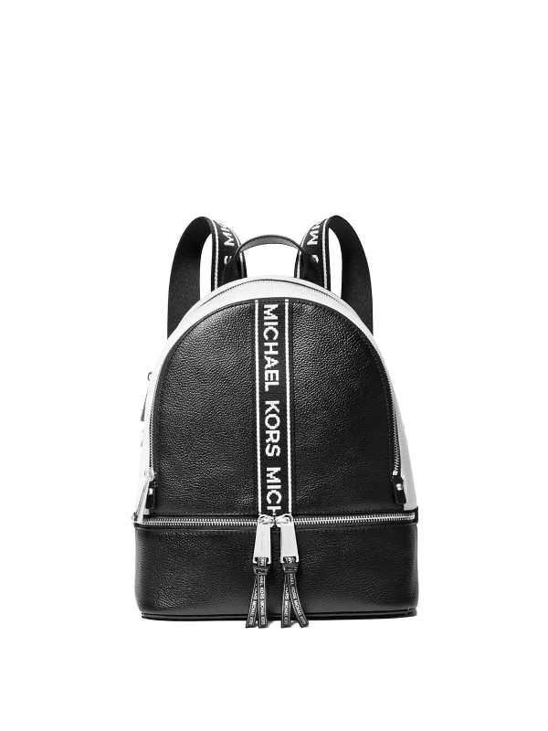 mk black and white backpack