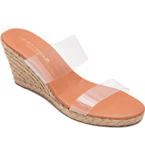 Andre Assous Women�s Anfisa Wedge Slide Sandals In Clear