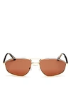 Balenciaga Men's Vintage Brow Bar Aviator Sunglasses, 58mm In Gold/rust