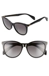 Rag & Bone 54mm Polarized Round Sunglasses In Black