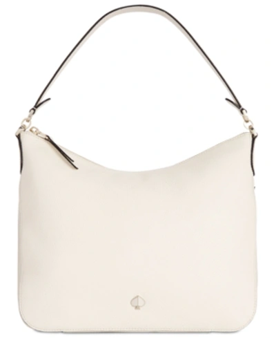 Kate Spade Medium Polly Leather Shoulder Bag - White In Parchment/gold