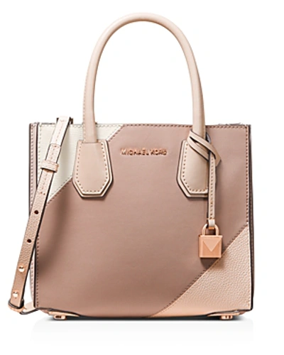 Michael Michael Kors Mercer Medium Leather Accordion Messenger In Soft Pink/fawn/gold